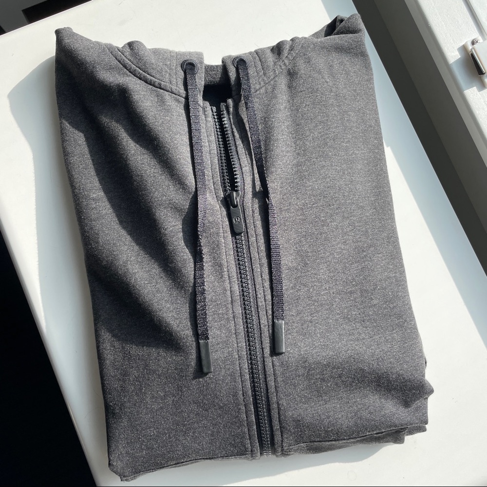 LULULEMON GREY ZIP HOODIE SWEATSHIRT SZ 10